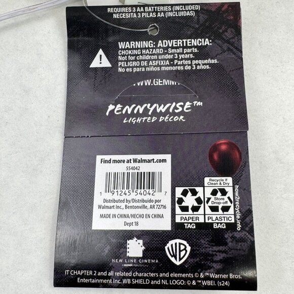Pennywise Lighted Blow Mold 12" IT Chapter Two Gemmy Clown Battery 2024 NEW - Picture 11 of 13